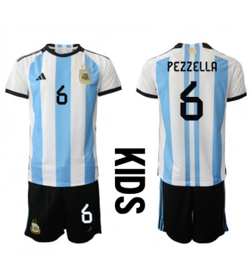 Argentina German Pezzella #6 Replica Home Stadium Kit for Kids World Cup 2022 Short Sleeve (+ pants)
